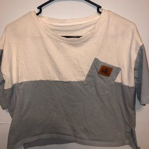 Fashion MBC crop top. Blue and white.